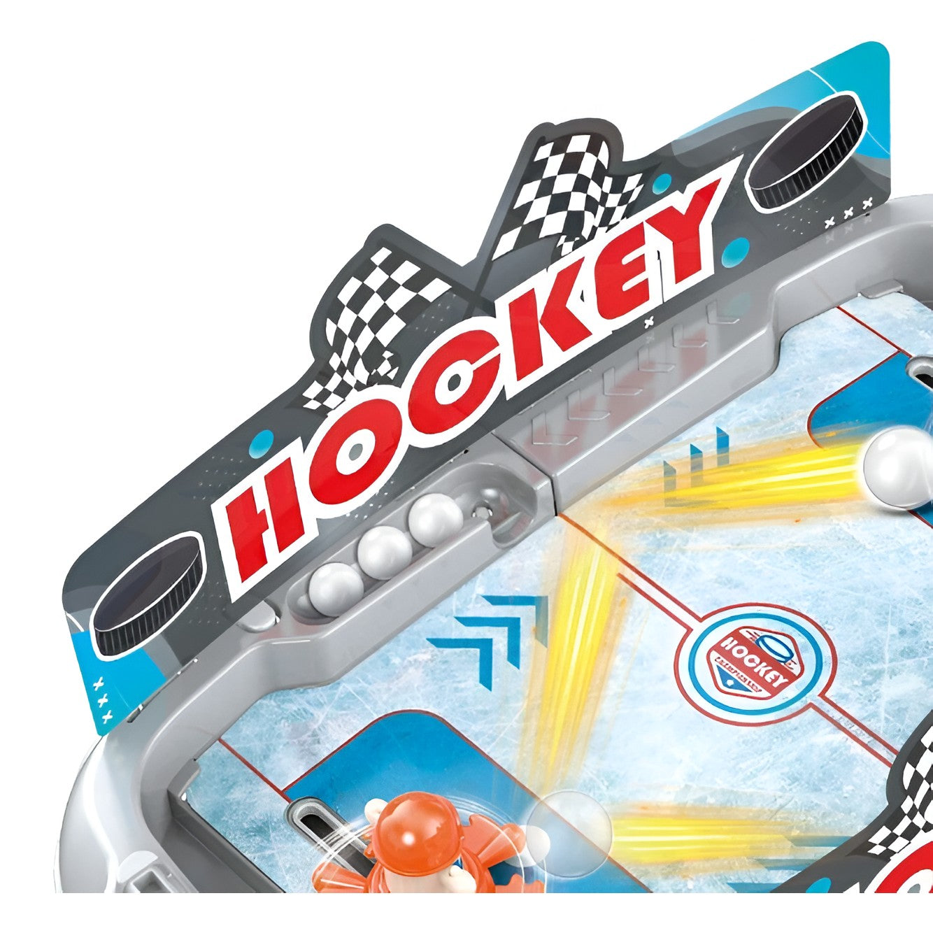 Joc de Masa Interactiv Ice Hockey pentru Copii, 4 Mingi, Tabela Scor, 40.7x27x14.5 cm, Gri