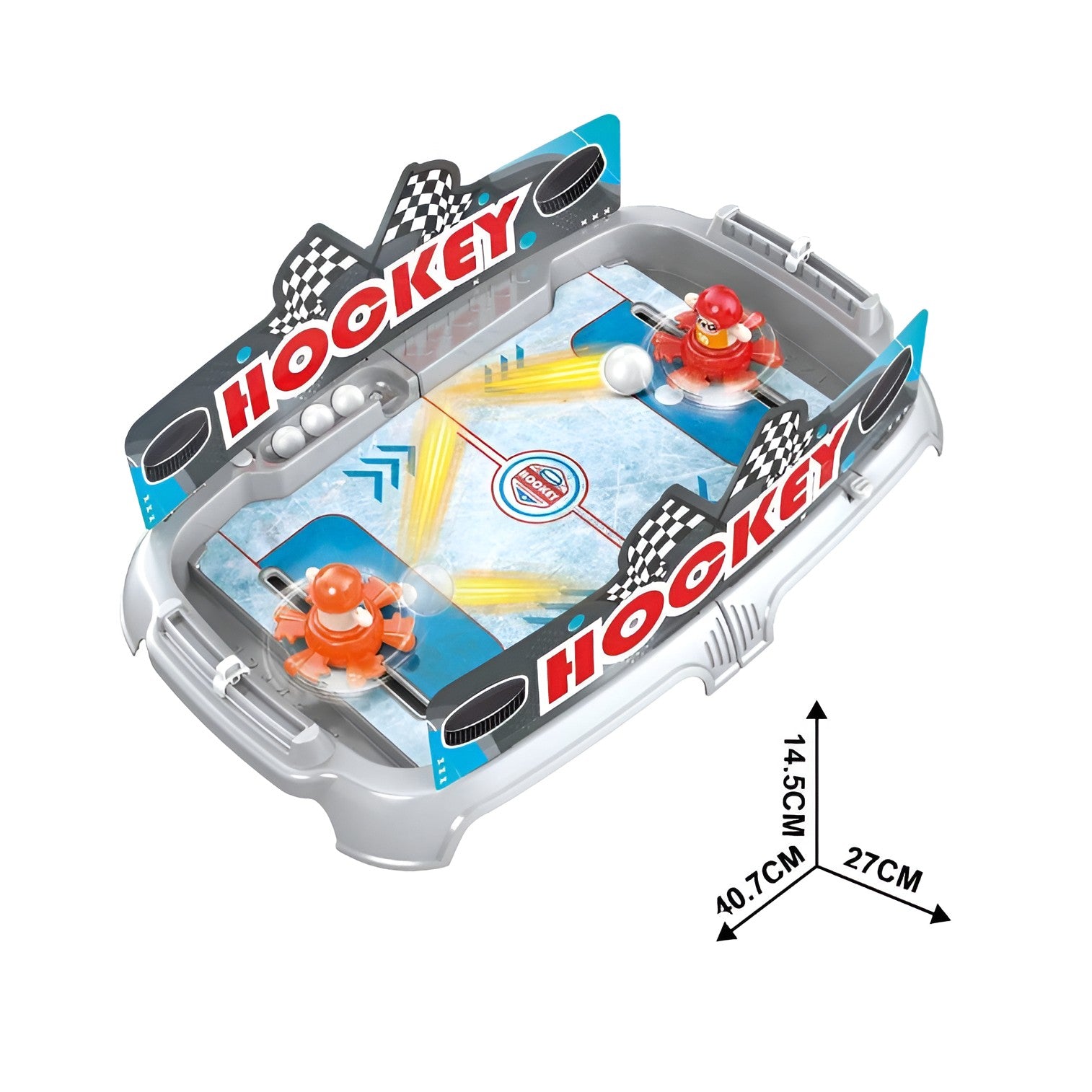 Joc de Masa Interactiv Ice Hockey pentru Copii, 4 Mingi, Tabela Scor, 40.7x27x14.5 cm, Gri
