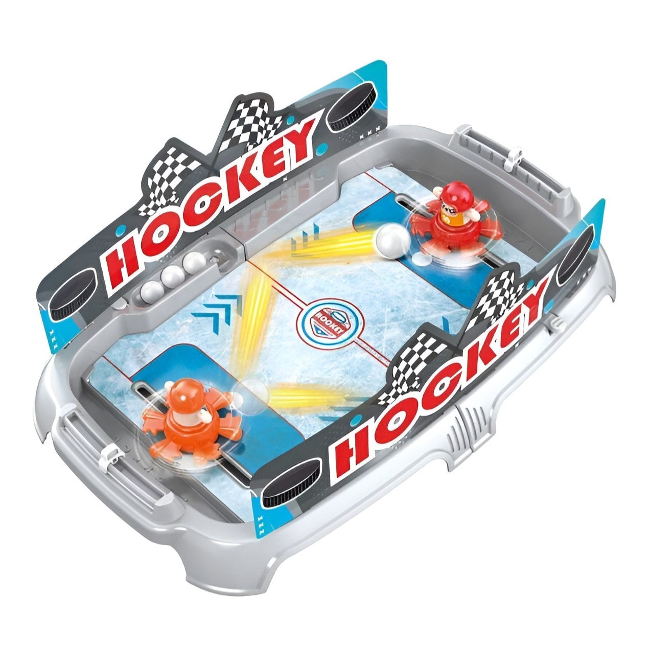 Joc de Masa Interactiv Ice Hockey pentru Copii, 4 Mingi, Tabela Scor, 40.7x27x14.5 cm, Gri