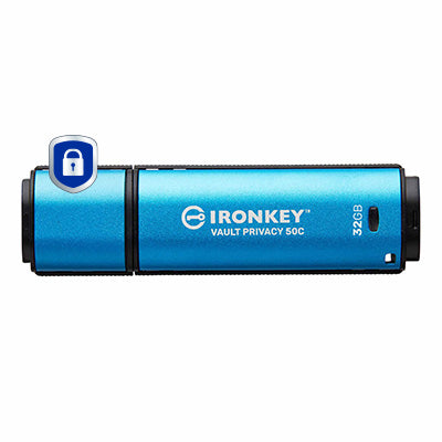 Stick USB Kingston IronKey Vault Privacy 50C, 32GB, USB-C (Albastru) 