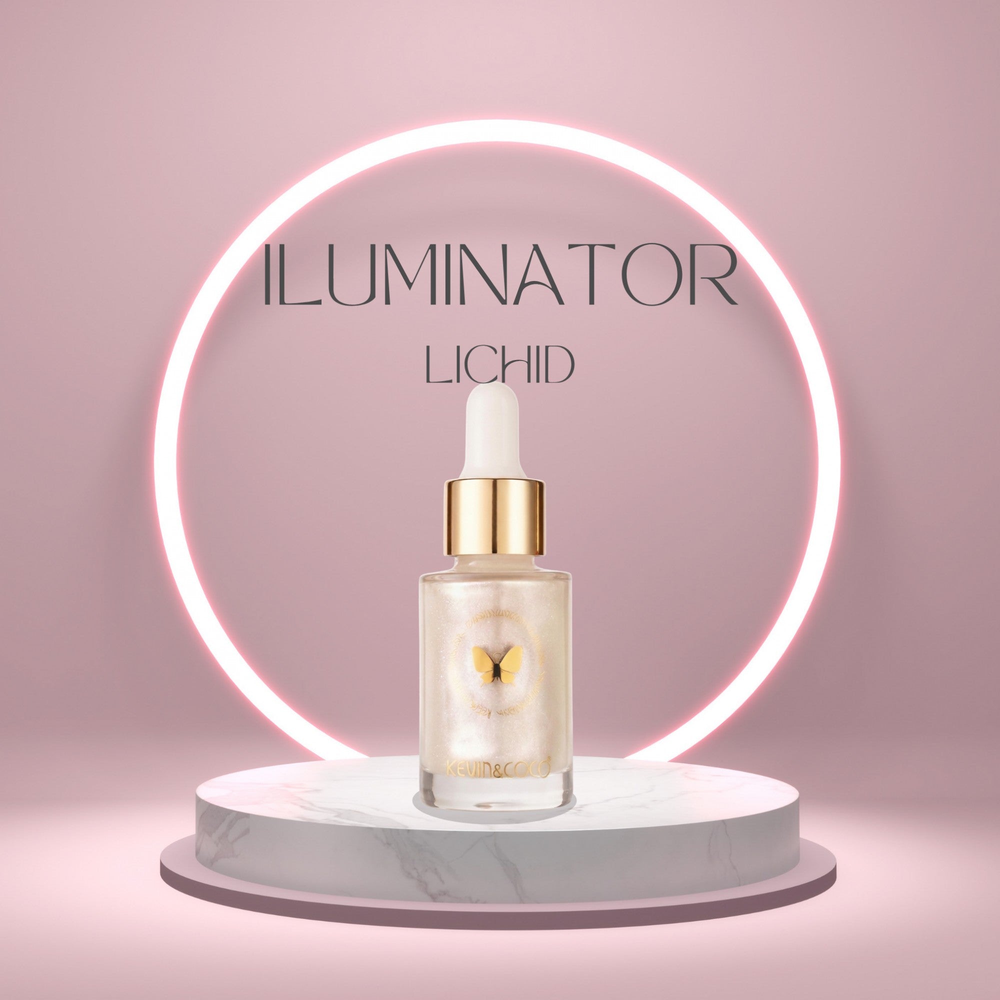 Iluminator Lichid pentru Ten, Kevin&Coco, Instant Anti Age, Nuanta Champagne, Efect Stralucire, Bronz Luminos 3.5x3.5x8.5cm