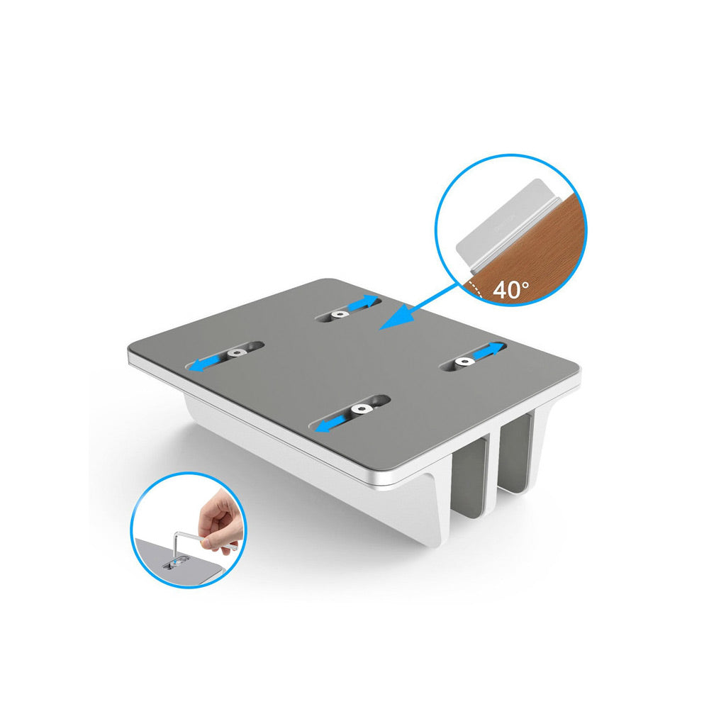 STAND SPACER vertical, notebook 14/17", dublu, protectie impotriva zgarieturilor, latime ajustabila, argintiu, aluminiu sablat, "SPS-Vertical"