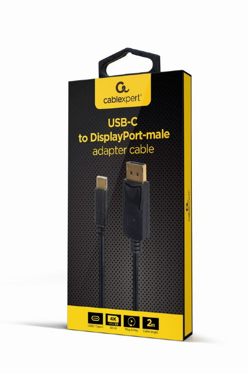 CABLU video GEMBIRD, adaptor USB 3.1 Type-C (T) la DisplayPort (T), 2m, rezolutie maxima 4K UHD (3840 x 2160) la 60 Hz, negru, "A-CM-DPM-01"