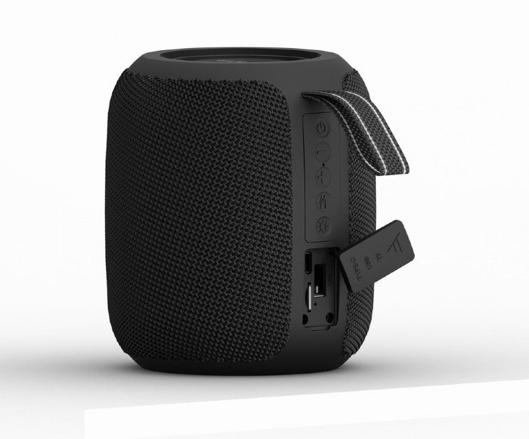 BOXE GEMBIRD portabile bluetooth, RMS: 8W, baterie 1200mAh, microSD, USB, FM-radio, LED light, suport functie TWS, BT v5.3, 110x110x129mm, 450 grame, black, "SPK-BT-LED-05-BK"