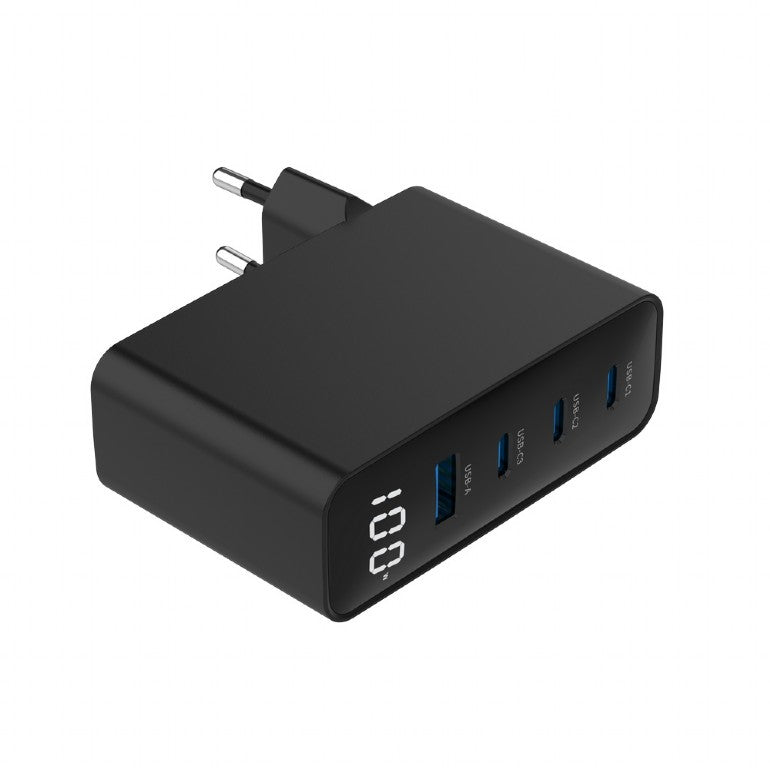 ALIMENTATOR retea 220V GEMBIRD, universal, 1 x USB-A QC3.0 + 3 x USB-C 3A , max. 100W PD GaN, LCD, protectie: scurtcircuit, supraincarcare, supratensiune, supraincalzire, negru, "TA-UC-PDQC100LCD-01-BK"