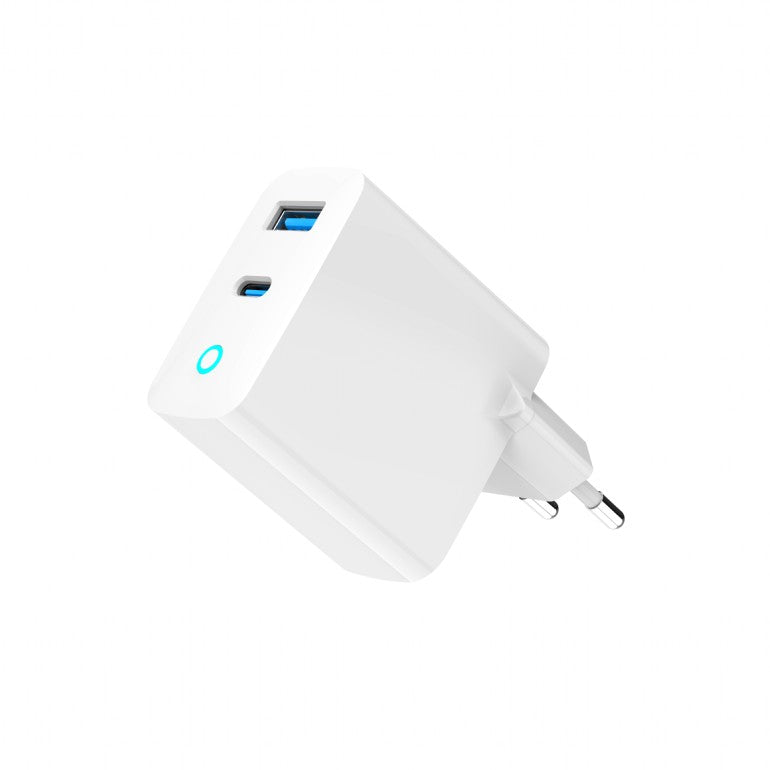 ALIMENTATOR retea 220V GEMBIRD, universal, 1 x USB Type-C D 65W, 1 x USB-A 3.0 QC 18W, indicator LED, tehnologie GaN, alb, "TA-UC-PDQC65L-W-01"