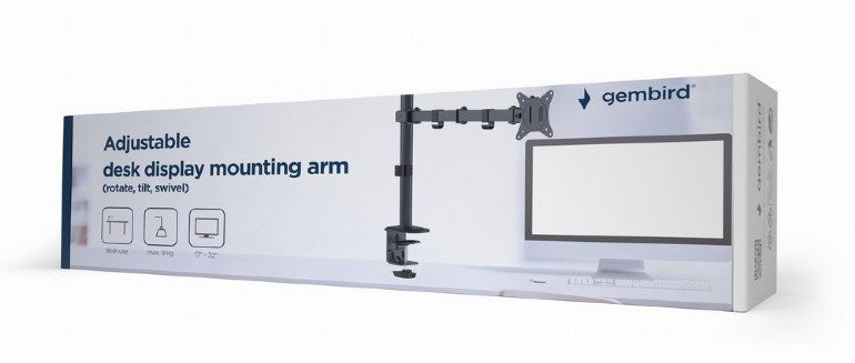 SUPORT de birou Gembird, pt 1 TV/monitor plat, diag. max 32 inch, rotatie, inclinare, pivotare, max 9 kg, "MA-D1-01"