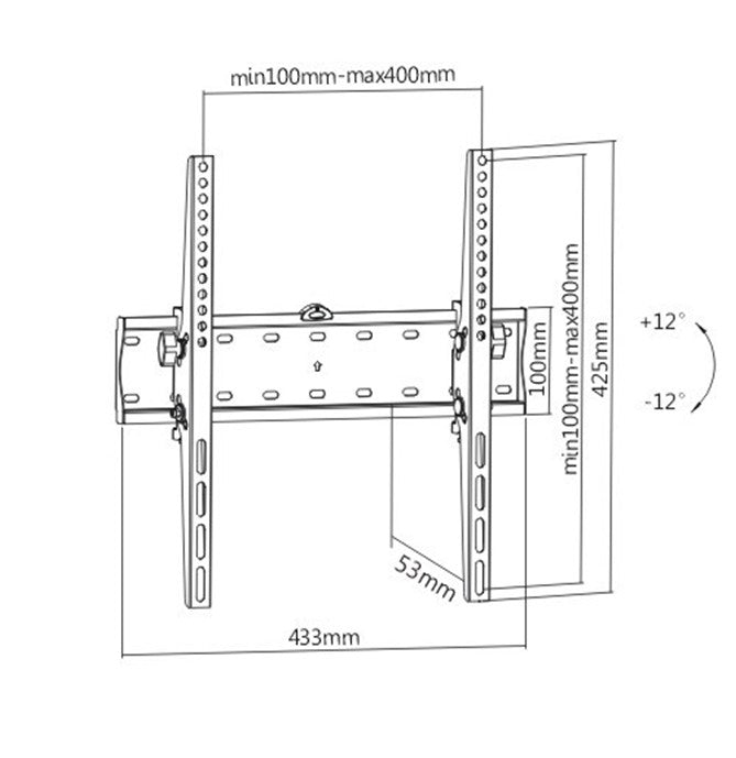 SUPORT de perete GEMBIRD, pt 1 TV/monitor, diag. max 32" - 55", inclinare, max 40 kg, "WM-55T-02"