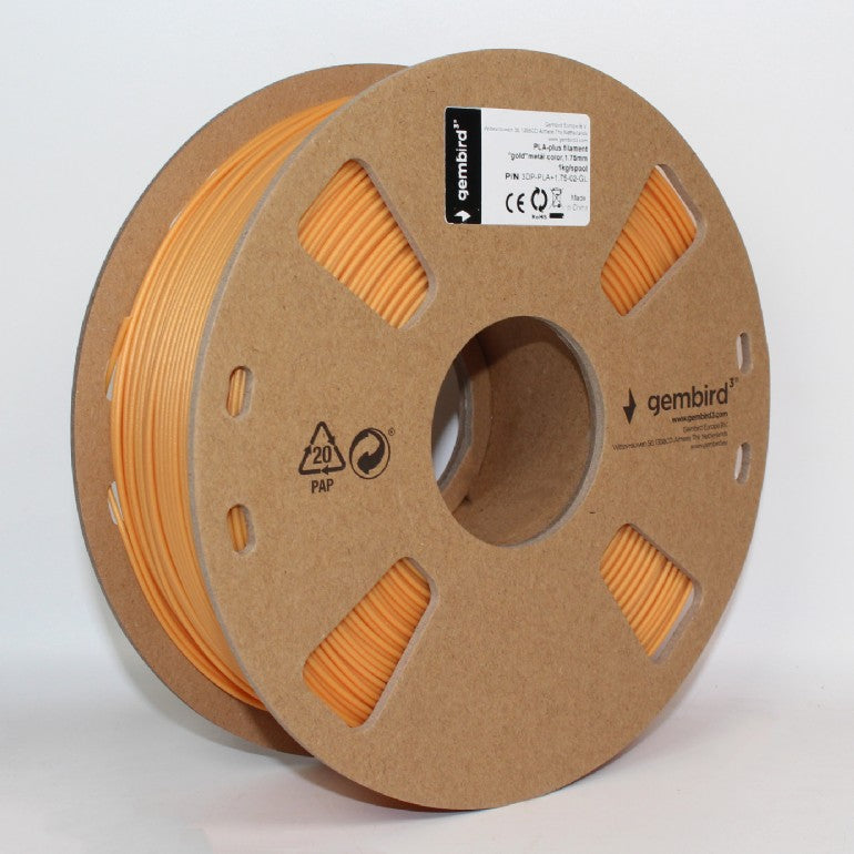 FILAMENT GEMBIRD pt. imprimanta 3d, PLA+, 1.75mm diamentru, 1Kg / bobina, aprox. 330m, topire 195-235 grC, gold, "3DP-PLA+1.75-02-GL"
