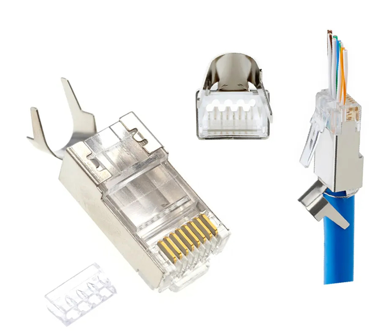 MUFA RJ-45 Gembird pt. cablu FTP/SFTP, Cat7, RJ-45 (T) | RJ-45 (T) tip pass-through, ecranat, plastic cu metal, 10 buc