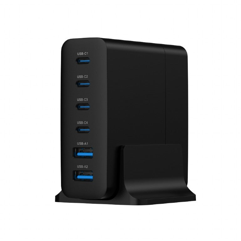 ALIMENTATOR retea 220V GEMBIRD, universal, 2 x USB-A + 4 x USB-C 3A , max. 75W PD GaN, protectie: scurtcircuit, supraincarcare, supratensiune, supraincalzire, cablu 1.5m, negru, "TA-UC-2A4C-PD75-01-BK"