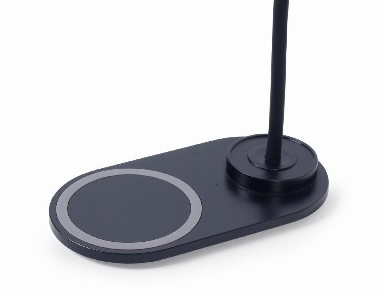 LAMPA BIROU LED Gembird, incarcare wireless, putere 10W, temperatura culoare 2893k-7072k, cablu 1.5m, negru 