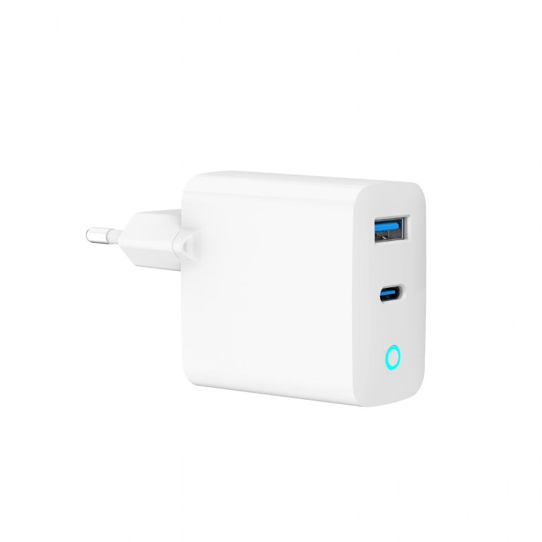 ALIMENTATOR retea 220V GEMBIRD, universal, 1 x USB Type-C D 65W, 1 x USB-A 3.0 QC 18W, indicator LED, tehnologie GaN, alb, "TA-UC-PDQC65L-W-01"