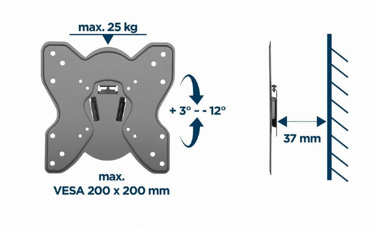 SUPORT de perete GEMBIRD, pt 1 TV/monitor, diag. max 23" - 42", inclinare, max 25 kg, "WM-42T-03"