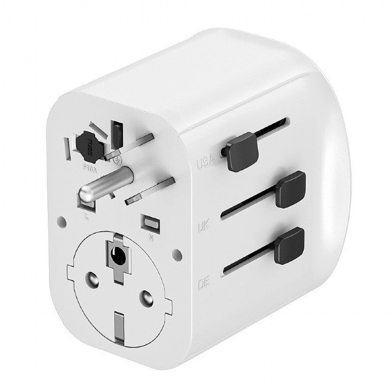 ADAPTOR GEMBIRD, universal, conectori: US/UK/EU/AU, 1x USB Type-C 15W, 2x USB-A 12W, siguranta 10A, max. 2300W, alb, "TPA-EU2A1C15-01-W"
