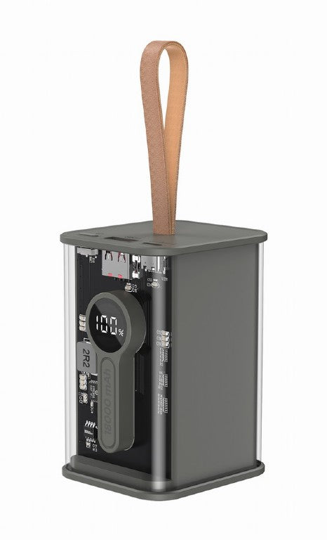 POWER BANK GEMBIRD 18000mAh, 20W , 1 x USB; 1 x USB Type-C, digital display pt. status baterie, max. 3A, transparent, negru, "PB18-TQC3-01"