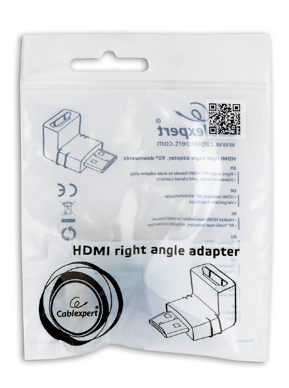 ADAPTOR video GEMBIRD, adaptor HDMI (T) la HDMI (M), 90 grade, negru, "A-HDMI90-FML"