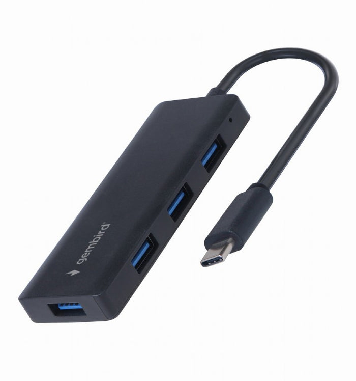 HUB extern Gembird, porturi USB: USB-A 3.1 x 4, conectare prin USB Type-C, cablu 0.15 m, negru, "UHB-CM-U3P4-02" – HUB USB