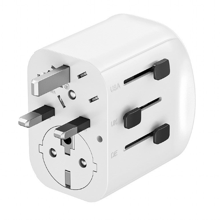 ADAPTOR GEMBIRD, universal, conectori: US/UK/EU/AU, 1x USB Type-C 15W, 2x USB-A 12W, siguranta 10A, max. 2300W, alb, "TPA-EU2A1C15-01-W"