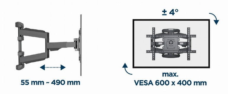 SUPORT de perete GEMBIRD, pt 1 TV/monitor, diag. max 32" - 75", full-motion, max 45 kg, "WM-75ST-02"