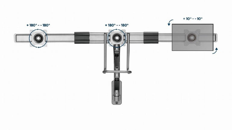 SUPORT de perete GEMBIRD, pt 3 TV/monitor plat, diag. max 17" - 27", rotatie, inclinare, pliere, 1 ~ 6 kg, "MA-WA3-01"