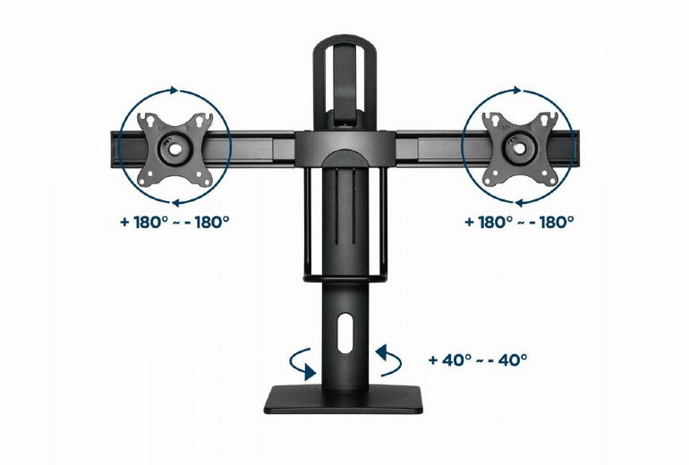 SUPORT de birou Gembird, pt 2 TV/monitor plat, diag. max 17-27 inch, rotatie, inclinare, pivotare, max 6 kg, inaltime 245-400mm, "MS-D2-01"