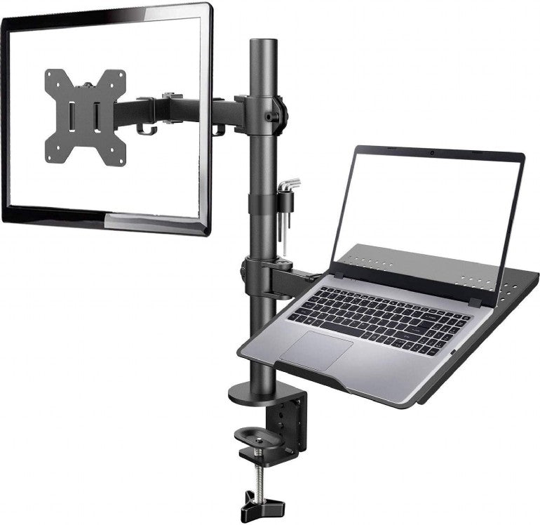 SUPORT de birou Gembird, pt 1 TV/monitor plat + 1 notebook 15.6", diag. max 32 inch, rotatie, inclinare, pivotare, orizontal, vertical, max 2x9 kg, "MA-DA-03"