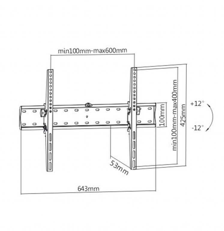 SUPORT de perete GEMBIRD, pt 1 TV/monitor, diag. max 37" - 70", inclinare, max 40 kg, "WM-70T-02"