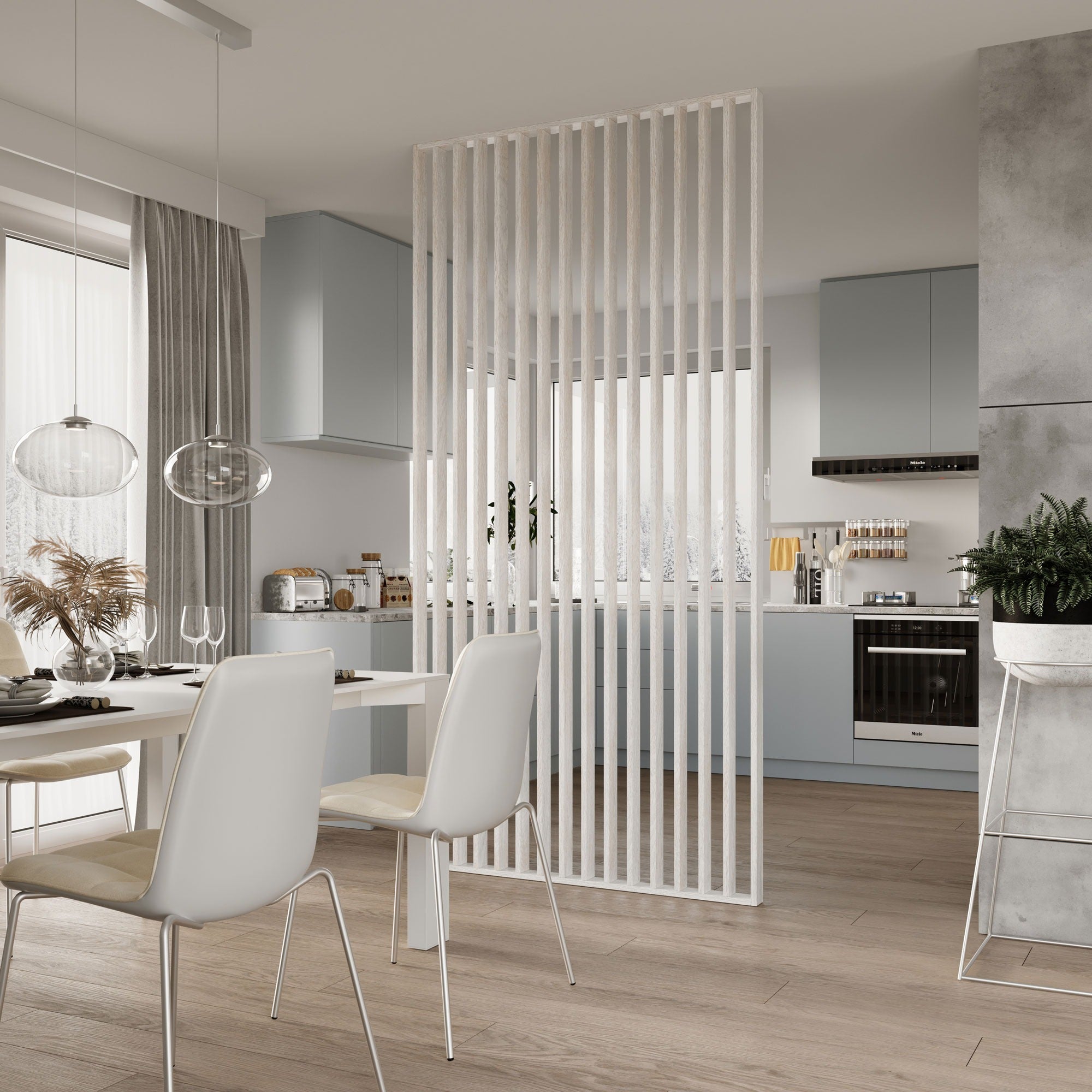 Riflaj perete despartitor MDF, LDA PREMIUM, Stejar Argintiu, 275x58 cm