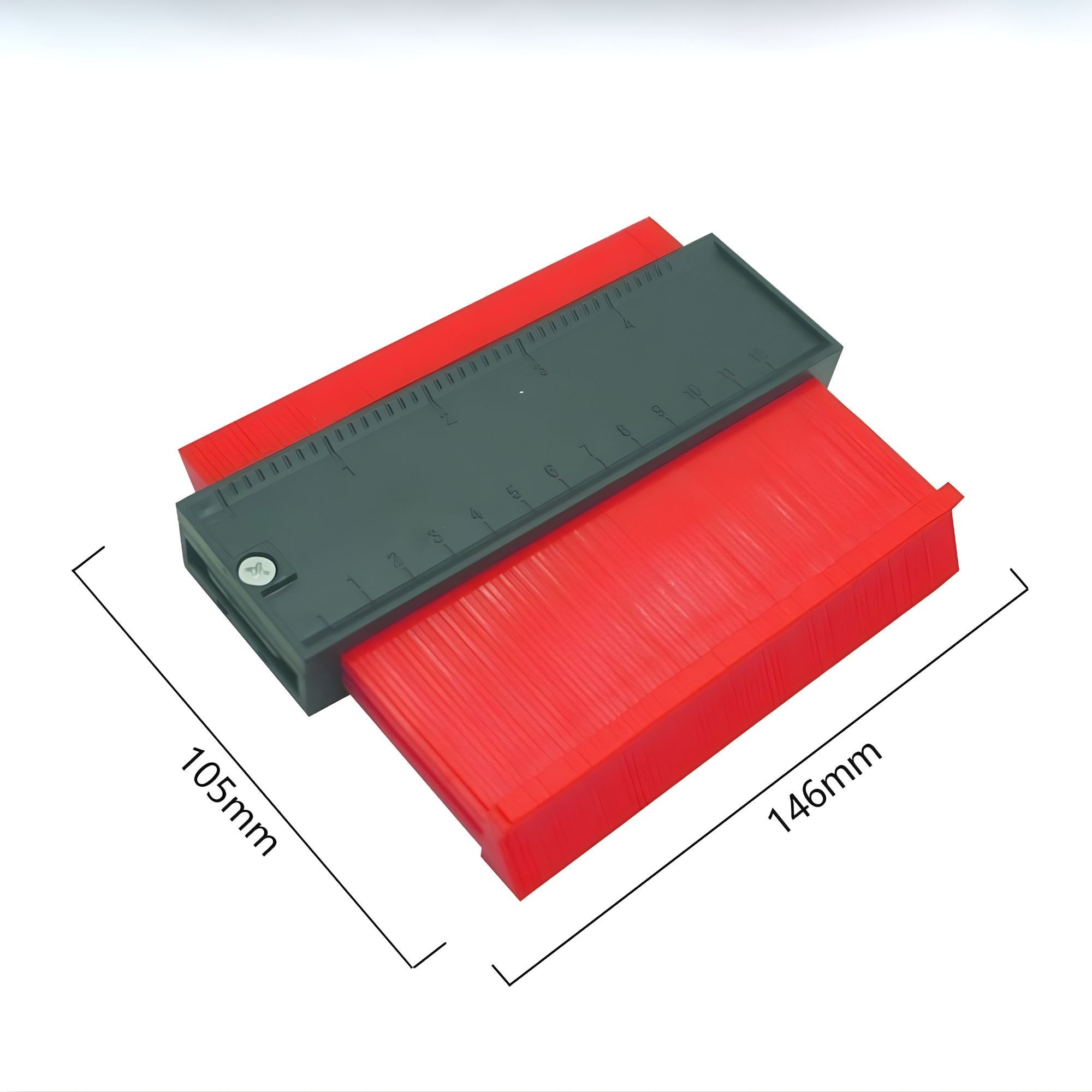 Sablon Masurare Contur, Flippy, Cu Rigla Integrata, pentru Copiere Unghiuri si Forme Neregulate, Plastic Rezistent, 14.6 x 10.5 cm, Rosu/Negru