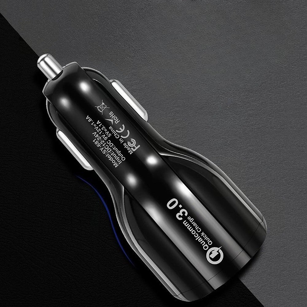 Incarcator Auto, Pentru Bricheta, Incarcare Rapida, Interfata USB, 12V-24V, Negru