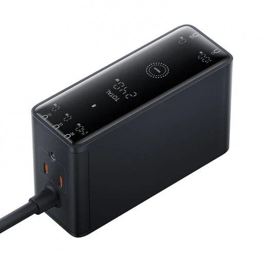 INCARCATOR RETEA Baseus Digital GaN Intelligent, Quick Charge 240W, 1 x AC, 3 x USB Type-C Output 5V/3A, 1 x USB, lungime cablu 1m, negru "P10163901113-00" - 6932172646110