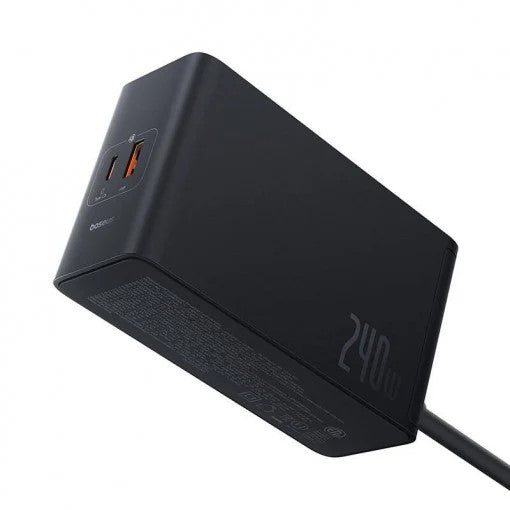 INCARCATOR RETEA Baseus Digital GaN Intelligent, Quick Charge 240W, 1 x AC, 3 x USB Type-C Output 5V/3A, 1 x USB, lungime cablu 1m, negru "P10163901113-00" - 6932172646110