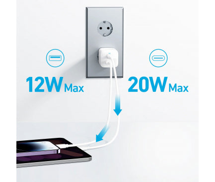 INCARCATOR retea Anker "323" 33W, PowerIQ, 1 x USB Type-C, 1 x USB, alb, "A2331G21" - 0194644115524