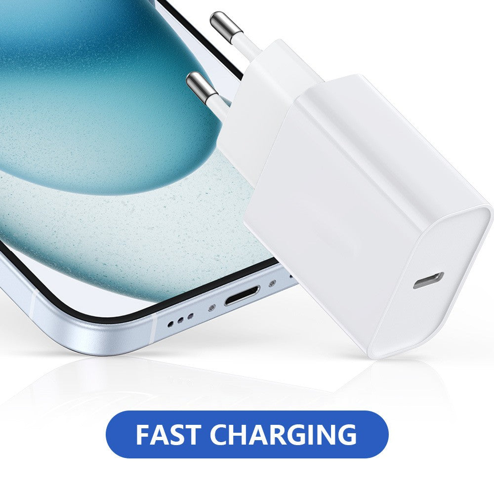 Incarcator Retea Fast Charge, Flippy, Incarcator Standard European Power Delivery 30 W, Compatibil cu iPhone 15 / 16, Alb