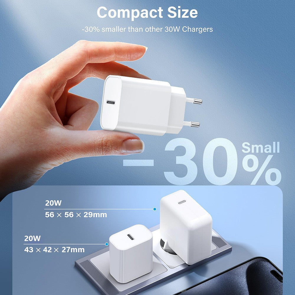 Incarcator Retea Fast Charge, Flippy, Incarcator Standard European Power Delivery 30 W, Compatibil cu iPhone 15 / 16, Alb