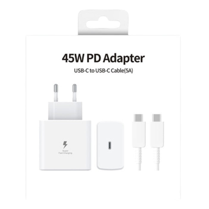 Incarcator Super Fast Charge, Flippy, Adaptor Fast Charge 45W, 5A, PD 3.0, Cablu 1m, Incarcator Fast Charge USB Type-C, Alb