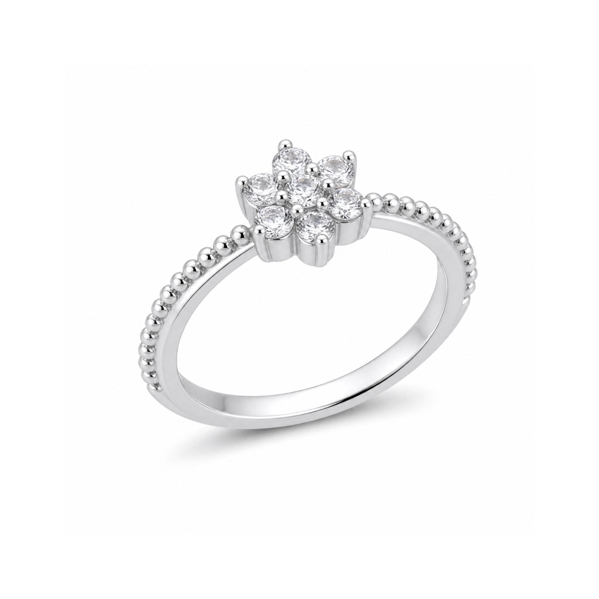 Inel Argint 925 Floare cu Zirconii, Marime 54, 1.77 g