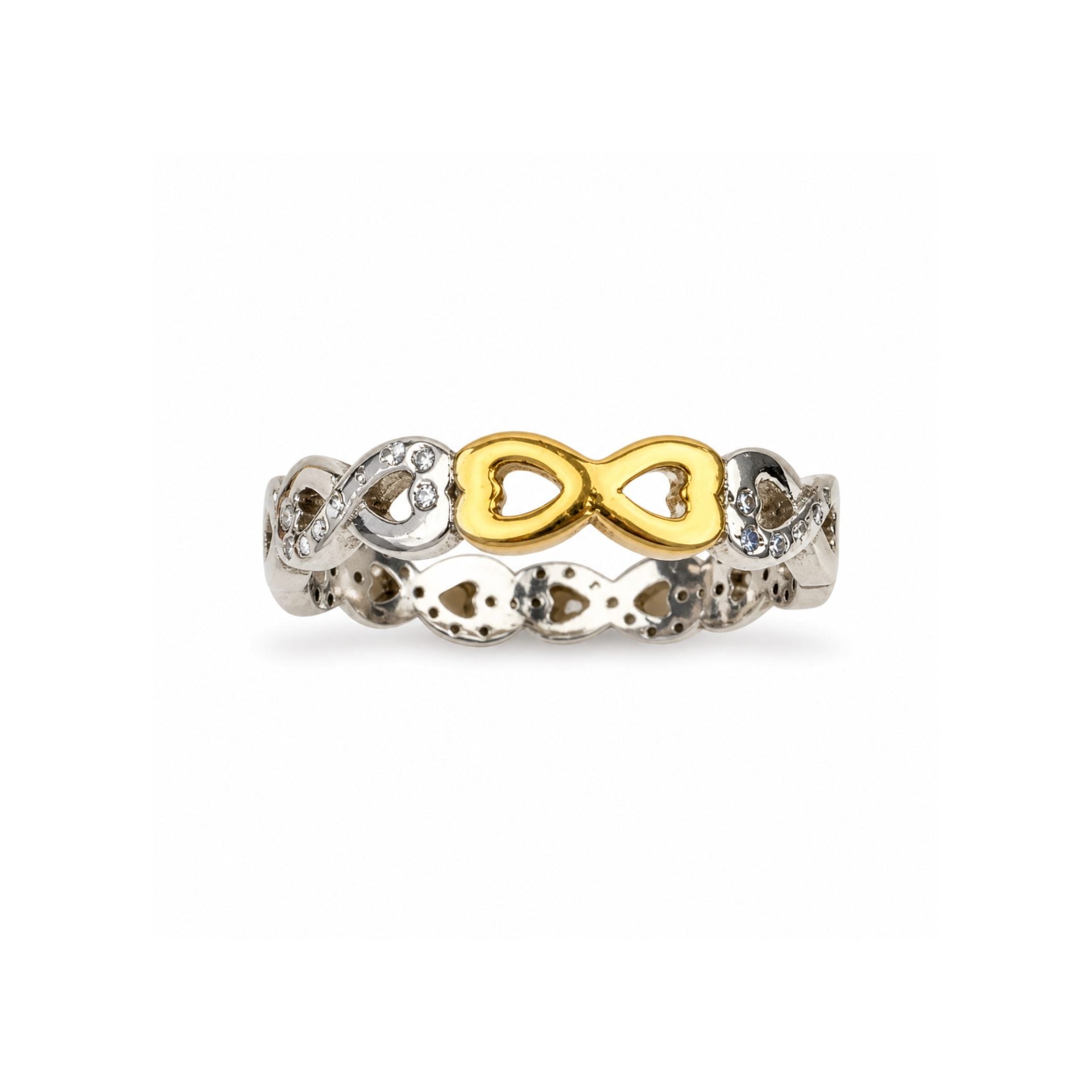 Inel Argint 925 Infinit Placat cu Aur Galben si Minizirconii M 51