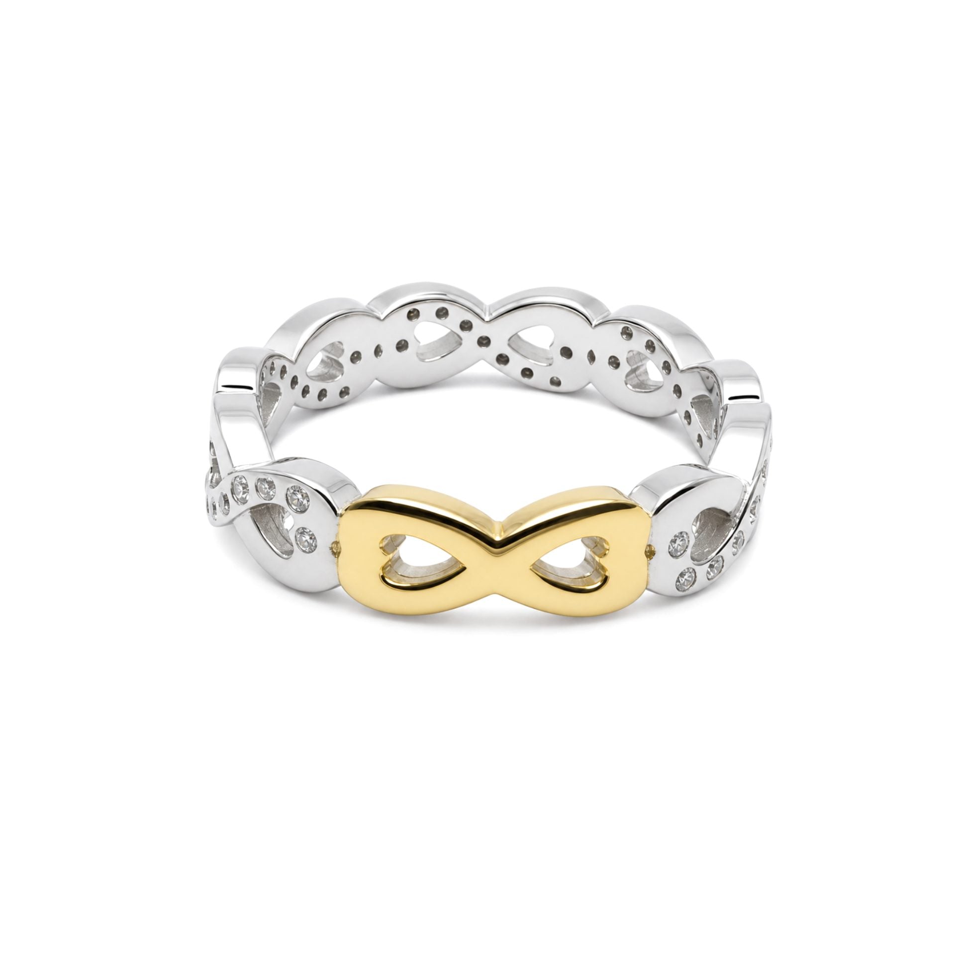 Inel Argint 925 Infinit Placat cu Aur Galben si Minizirconii M 51
