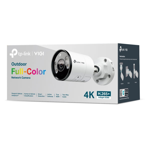 Cameră IP Tp-Link VIGI, bullet, pt. exterior, full-color, tip lentila fixa 2.8 mm, 8 Mpx, 1 x RJ45 10/100M, carcasa metal