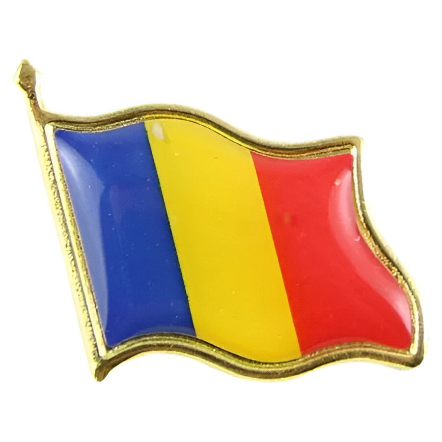 Insigna Steag Tricolor Romania, Model Brosa cu Ac de Siguranta, 20x20 mm