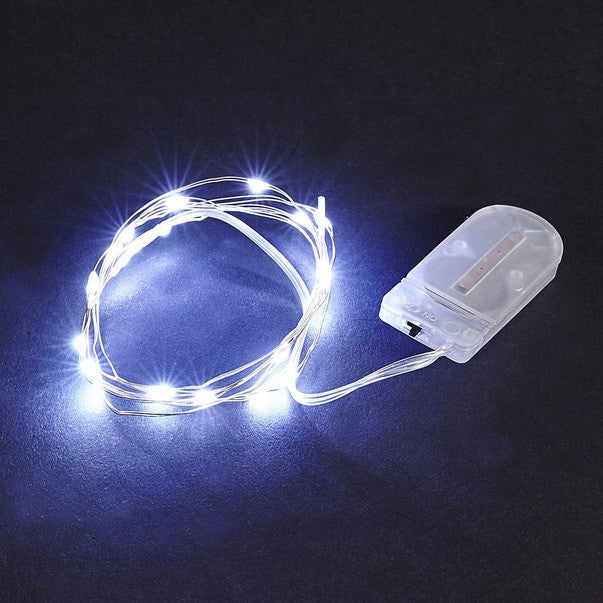 Instalatie Craciun, 1 metru, 10 LED-uri, Alb Rece, cu baterii, fir cupru, liniar, interior/exterior