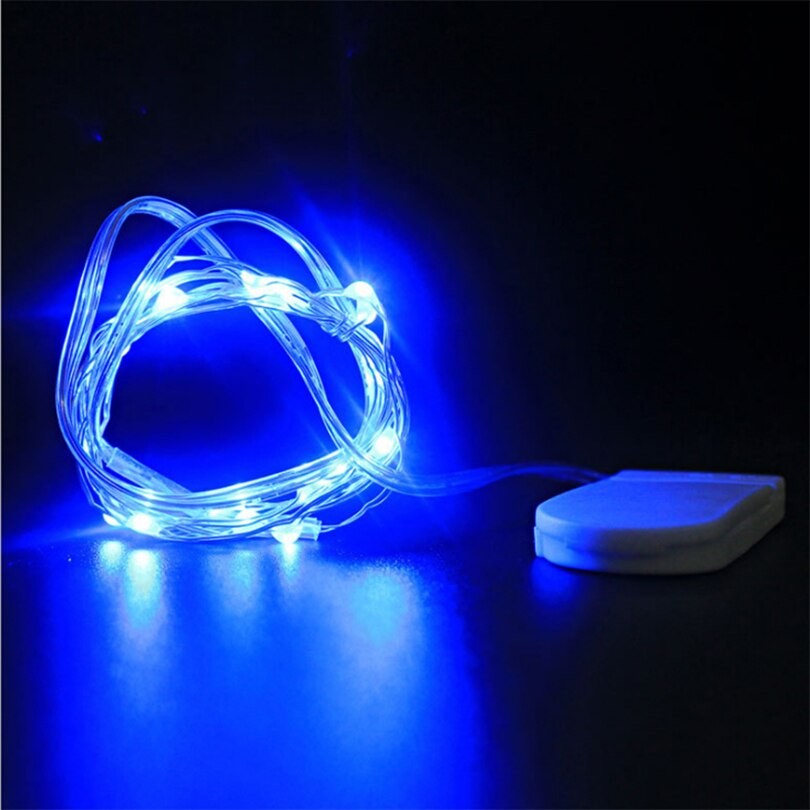 Instalatie Craciun, 1 metru, 10 LED-uri, Albastru, cu baterii, fir cupru, liniar, interior/exterior