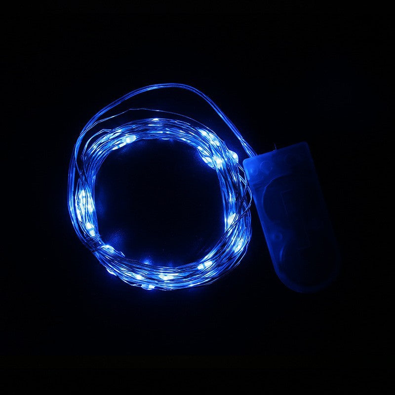 Instalatie Craciun, 1 metru, 10 LED-uri, Albastru, cu baterii, fir cupru, liniar, interior/exterior