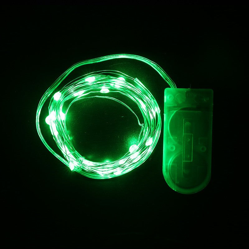 Instalatie Craciun, 1 metru, 10 LED-uri, Verde, cu baterii, fir cupru, liniar, interior/exterior
