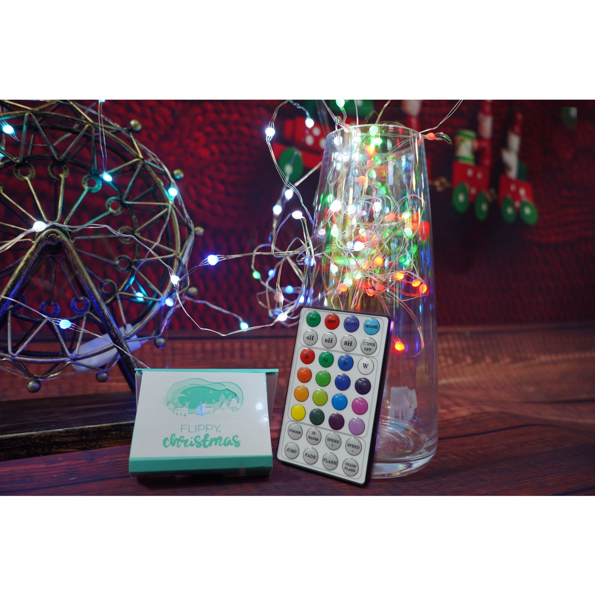Instalatie Craciun, 10 metri, 100 LED-uri, telecomanda 32 de functii, multicolor RBG, fir cupru, USB, interior
