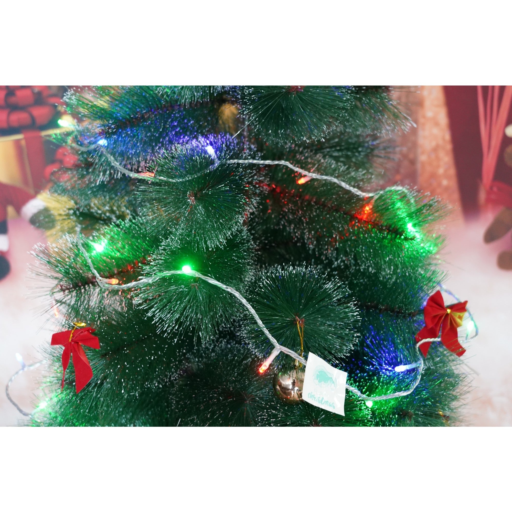 Instalatie Craciun, 105 m, 1050 Led-uri,Liniara, Rosu/Albastru/Rosu/Verde, Flash, Transformator cu telecomanda, Interconectabila, Prelungitor 3 m inclus, Fir Verde