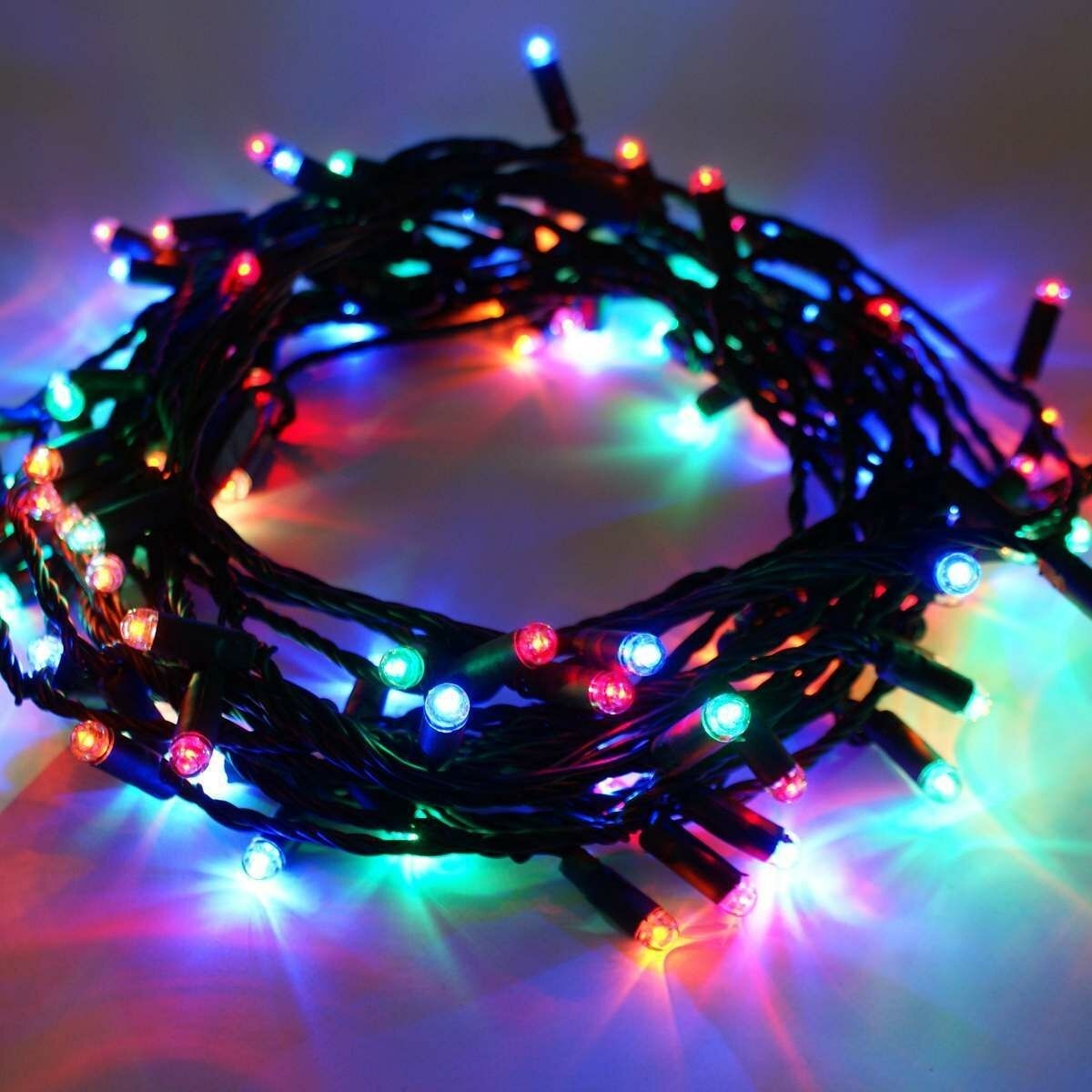 Instalatie Craciun, 115 m, 1150 Led-uri,Liniara, Multicolor, 8 jocuri de lumini, Transformator, Interconectabila, Prelungitor 5 m inclus, Fir Verde