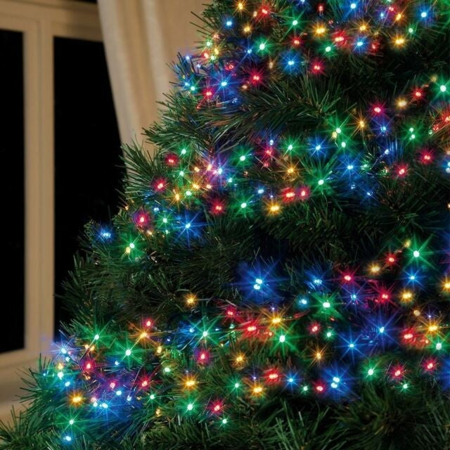 Instalatie Craciun, 115 m, 1150 Led-uri,Liniara, Multicolor, 8 jocuri de lumini, Transformator, Interconectabila, Prelungitor 5 m inclus, Fir Transparent